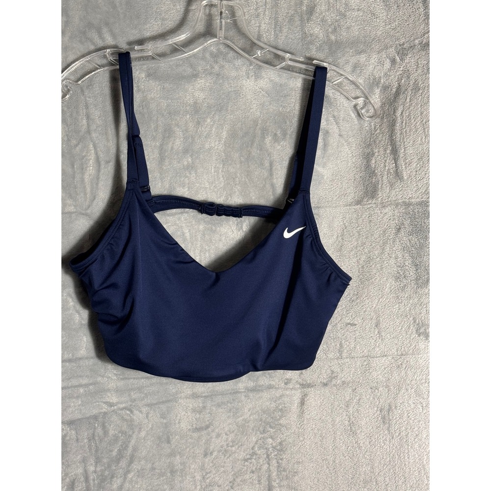 Nike Navy Blue V-Neck Sports Bra Adjustable Straps Womens XL no‎ cup pads